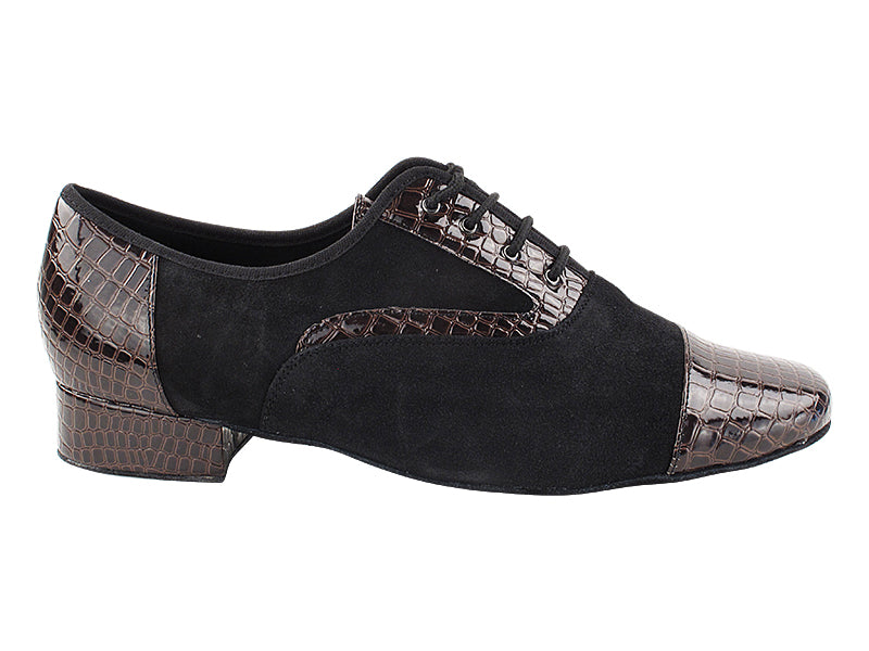 916102 262 Copper Croc Patent_F_B &amp; 244 Black Suede Leather_M with Men 1&quot; Standard Heel (2002) in the photo