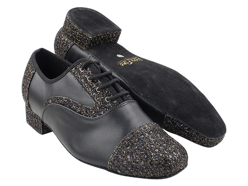 916102 277 Black_Gold Sparkle_F_B_Black Leather_M with Men 1&quot; Standard Heel (2002) in the photo