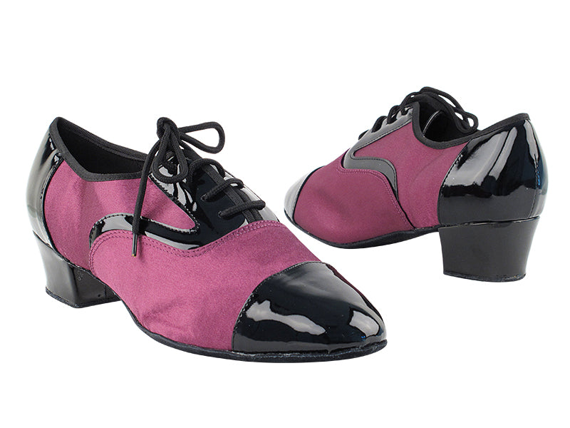 916102 58 Black Patent_F_B_111 Purple Satin_M with 1.5&quot; Latin Heel in the photo