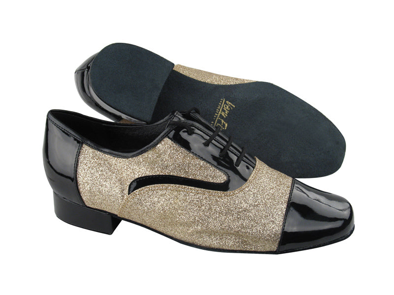 916102 Black Patent &amp; 125 Gold Stardust with 1&quot; Heel in the photo