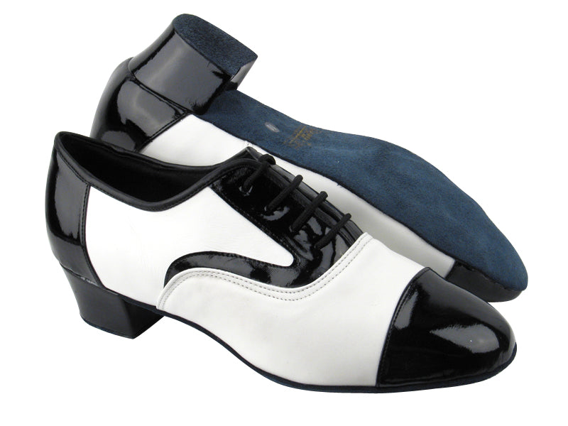 916102 Black Patent &amp; White Leather 1.5" Latin Heel in the photo