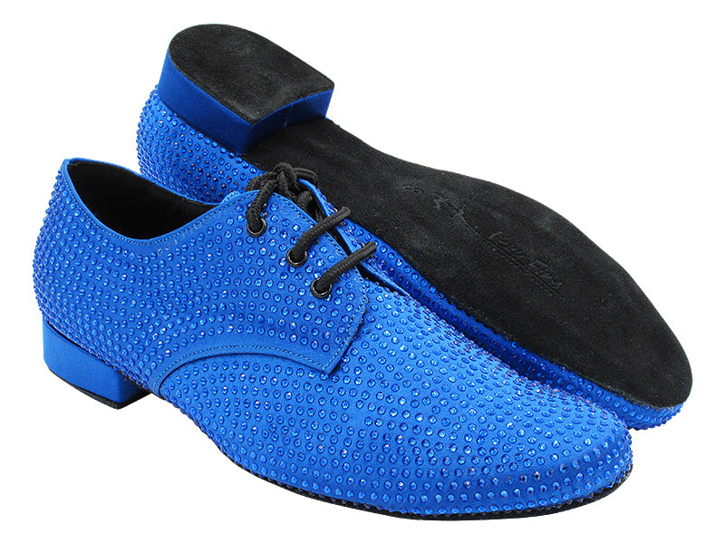 916103Bling Gem Blue Satin &amp; Blue Rhinestones with Men 1" Standard Heel (2002) in the photo