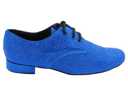 916103Bling Gem Blue Satin &amp; Blue Rhinestones with Men 1" Standard Heel (2002) in the photo
