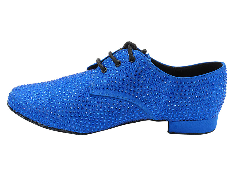 916103Bling Gem Blue Satin &amp; Blue Rhinestones with Men 1" Standard Heel (2002) in the photo