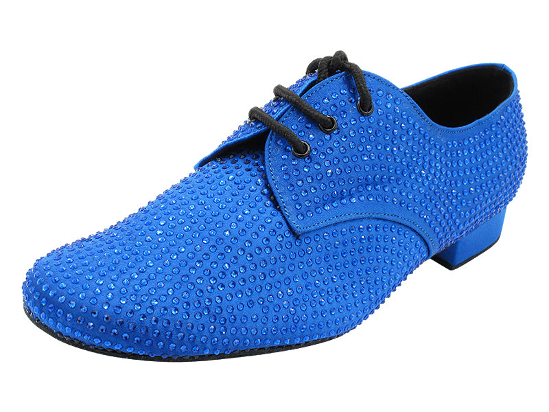 916103Bling Gem Blue Satin &amp; Blue Rhinestones with Men 1" Standard Heel (2002) in the photo