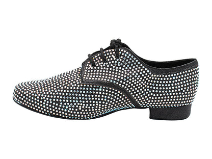 916103Bling Black Glitter Satin &amp; Crystal AB with Men 1" Standard Heel (2002) in the photo