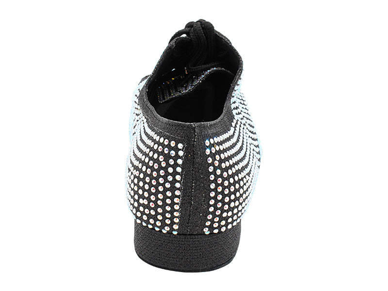 916103Bling Black Glitter Satin &amp; Crystal AB with Men 1" Standard Heel (2002) in the photo