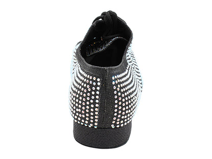 916103Bling Black Glitter Satin &amp; Crystal AB with Men 1" Standard Heel (2002) in the photo