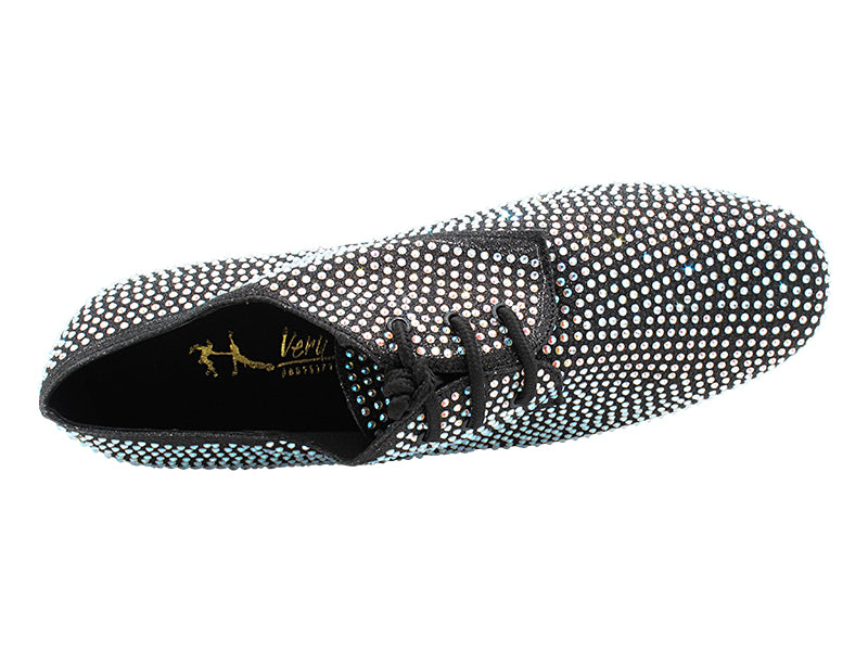 916103Bling Black Glitter Satin &amp; Crystal AB with Men 1" Standard Heel (2002) in the photo