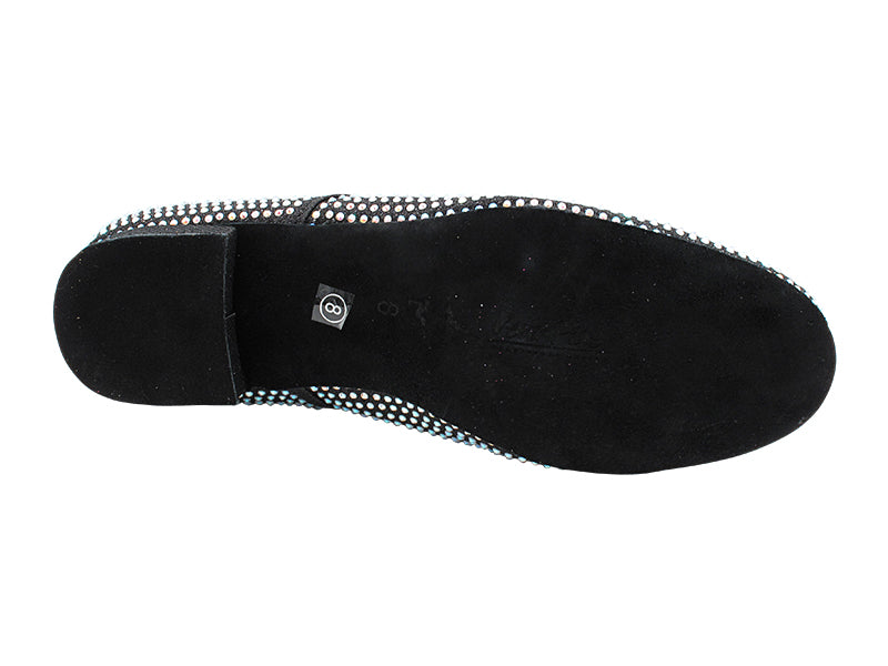 916103Bling Black Glitter Satin &amp; Crystal AB with Men 1" Standard Heel (2002) in the photo