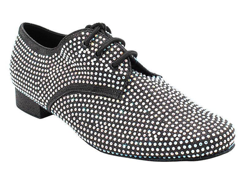 916103Bling Black Glitter Satin &amp; Crystal AB with Men 1" Standard Heel (2002) in the photo