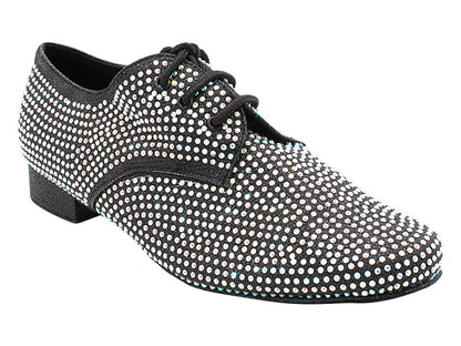 916103Bling Black Glitter Satin &amp; Crystal AB with Men 1" Standard Heel (2002) in the photo