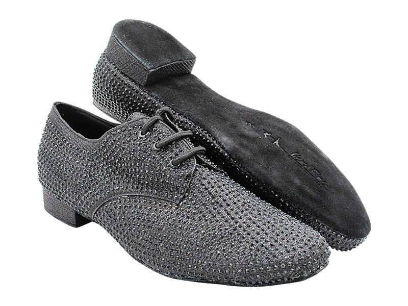 916103Bling Black Glitter Satin &amp; Black Diamond with Men 1" Standard Heel (2002) in the photo