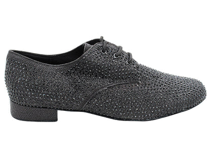 916103Bling Black Glitter Satin &amp; Black Diamond with Men 1" Standard Heel (2002) in the photo