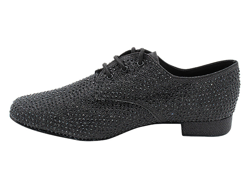 916103Bling Black Glitter Satin &amp; Black Diamond with Men 1" Standard Heel (2002) in the photo