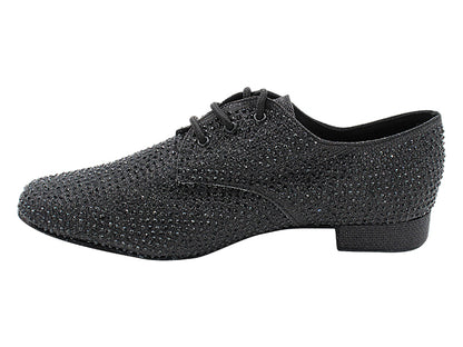 916103Bling Black Glitter Satin &amp; Black Diamond with Men 1" Standard Heel (2002) in the photo