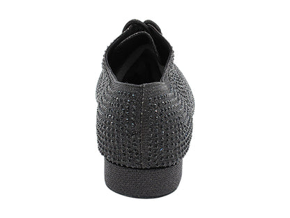 916103Bling Black Glitter Satin &amp; Black Diamond with Men 1" Standard Heel (2002) in the photo