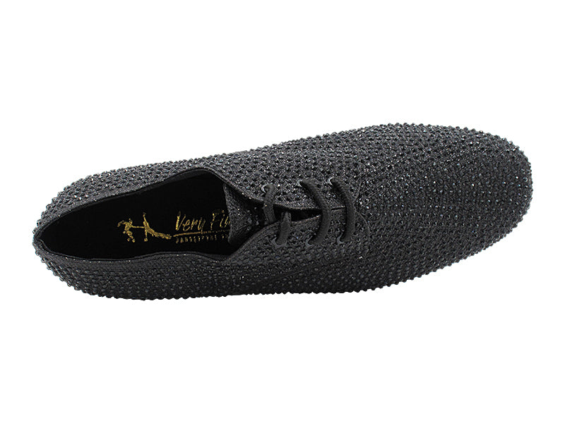 916103Bling Black Glitter Satin &amp; Black Diamond with Men 1" Standard Heel (2002) in the photo