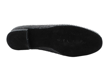 916103Bling Black Glitter Satin &amp; Black Diamond with Men 1" Standard Heel (2002) in the photo
