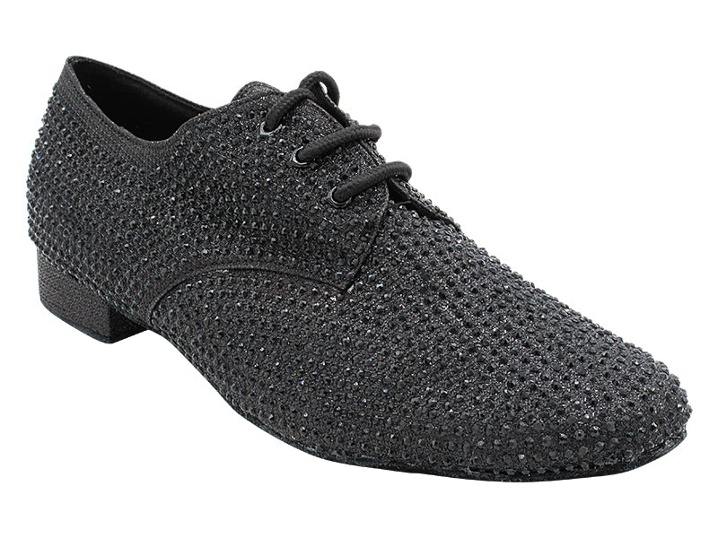 916103Bling Black Glitter Satin &amp; Black Diamond with Men 1" Standard Heel (2002) in the photo