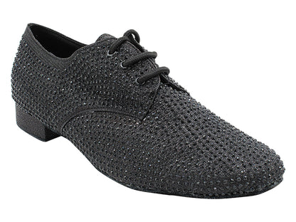 916103Bling Black Glitter Satin &amp; Black Diamond with Men 1" Standard Heel (2002) in the photo
