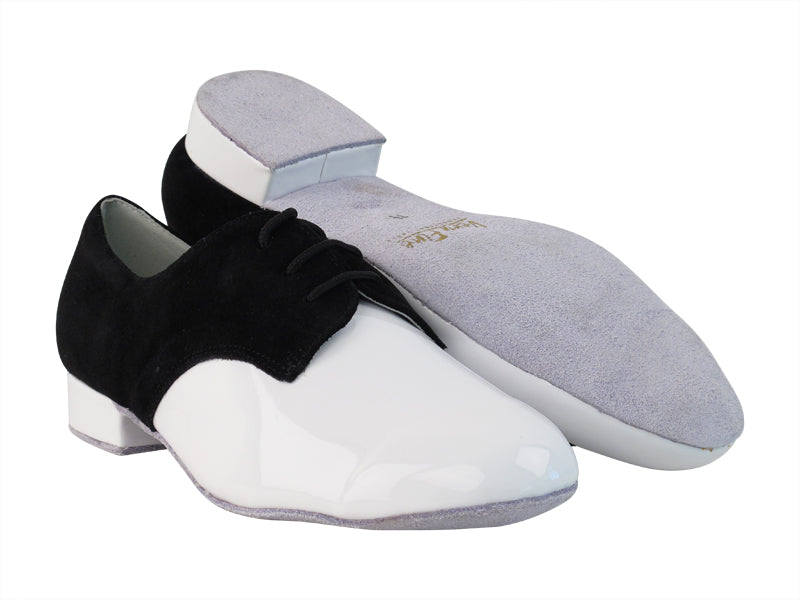 916103 244 Black Suede Leather_B_210 White Patent_F_H with 1&quot; Standard Heel in the photo