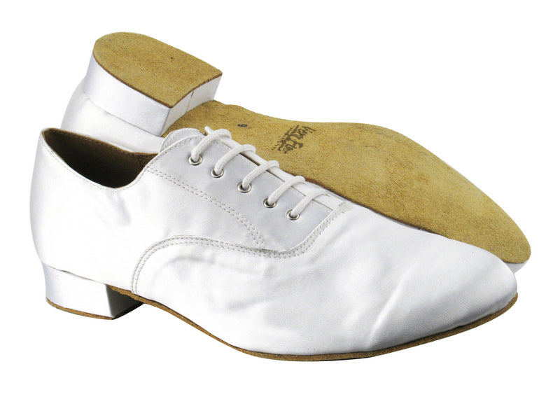 919101 White Satin_Brown Sole with 1&quot; Standard heel in the photo