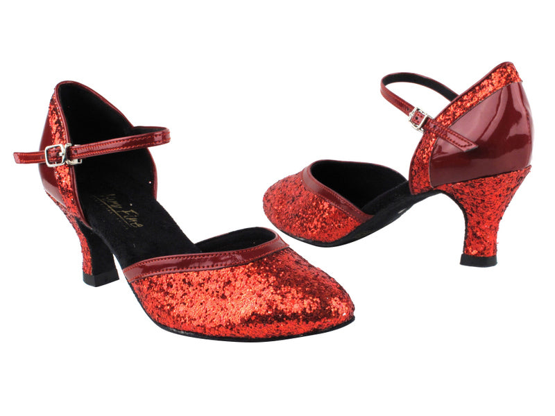 9621 10 Red Sparkle_F_H_BT_131 Red Patent_B_T_S with 2.5" Heel in the photo