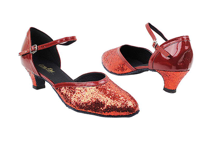 9621 10 Red Sparkle_F_H__131 Red Patent_B_T_S with 1.3&quot; Cuban Heel in the photo