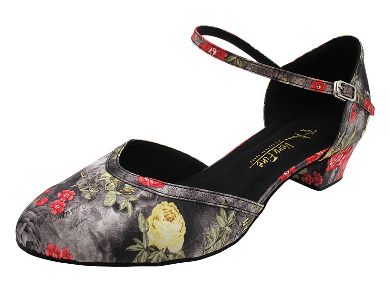 9621LEDSS 151 Black Red Flower Satin with 1.5&quot; Heel (2001) in the photo