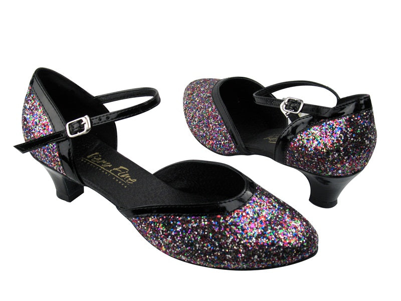 9621 189 Party Sparkle_Black Patent Trim with 1.3&quot; Cuban heel in the photo