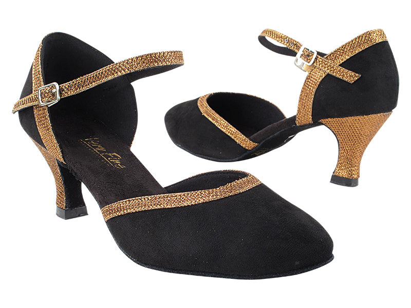 9621 136 Black Nubuck_271 Copper Glitter Trim_H with 2.5&quot; Heel (2899) in the photo