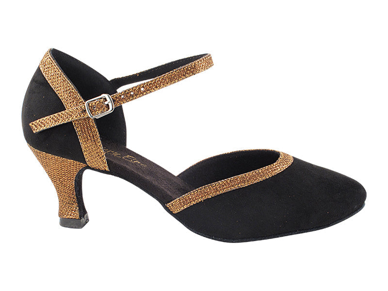 9621 136 Black Nubuck_271 Copper Glitter Trim_H with 2.5&quot; Heel (2899) in the photo