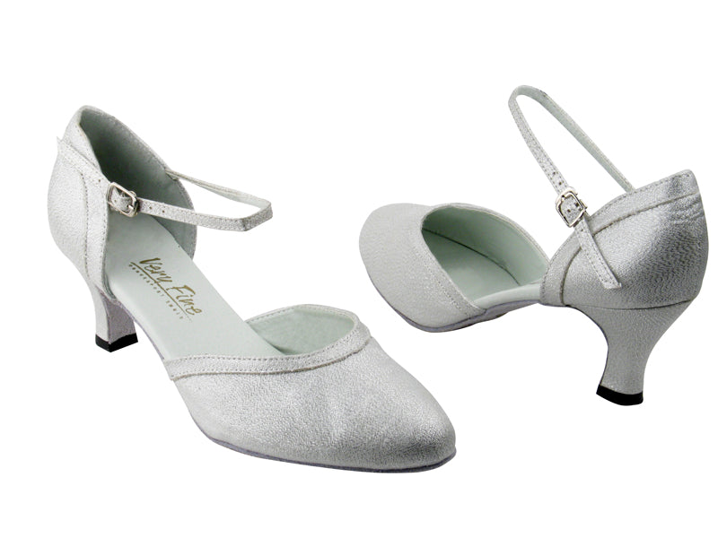 9621 22 Silver Glitter Satin with 2.5&quot; Low Heel in the photo