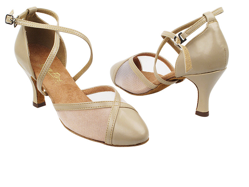 9622 60 Tan PU_54 Flesh Mesh with 2.75&quot; Heel in the photo