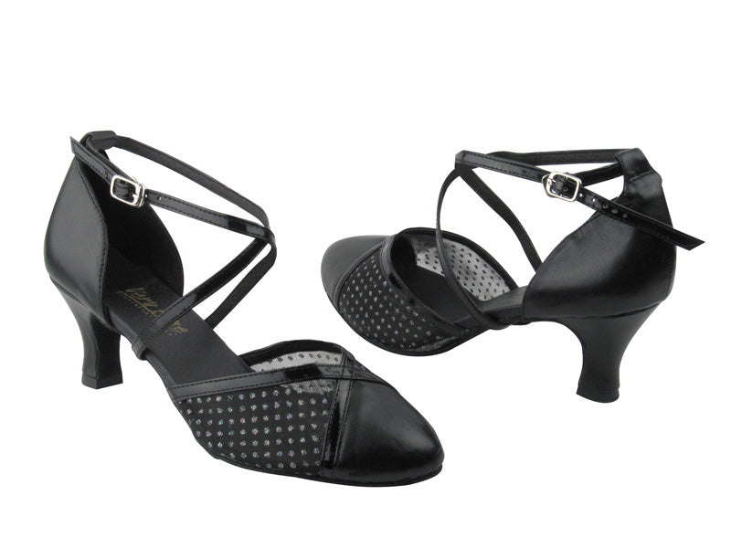 9622 Black Leather &amp; 109 Mesh &amp; Black Patent Trim with 2.5&quot; Low Heel in the photo