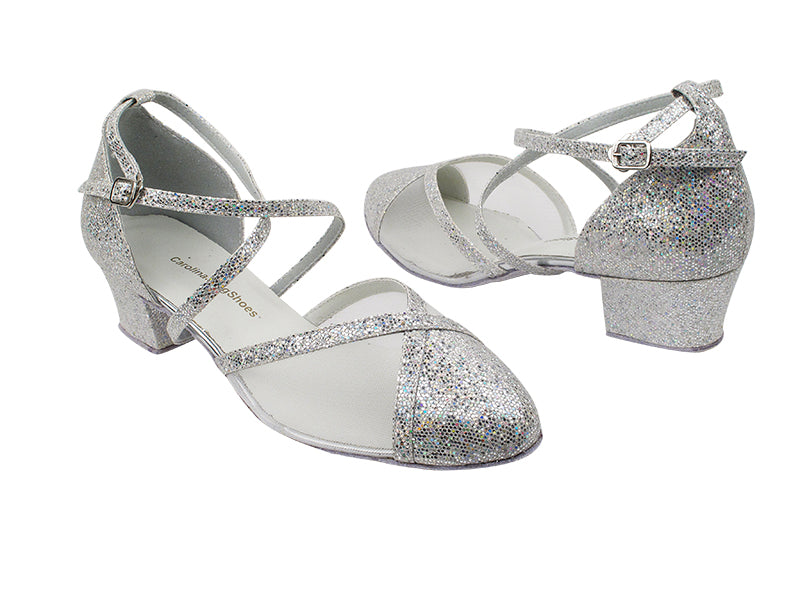 9622 107 Silver Scale_52 White Mesh with 1.5" Medium Heel in the photo