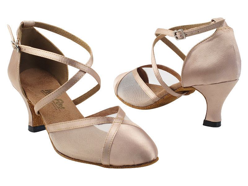 9622 135 Light Brown Satin_54 Flesh Mesh with 2.5&quot; Heel (2899) in the photo