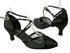 9622 Black Satin_109 Mesh_Black Patent Trim with 2.5" low heel in the photo
