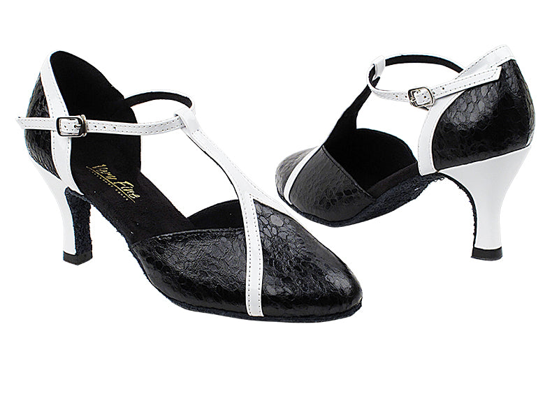 9625 207 Ultra Black_210 White Patent Trim with 2.75&quot; Heel in the photo
