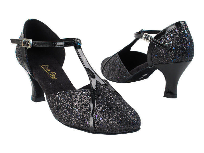 9625 312 Black Rainbow Sparkle_58 Black Patent Trim with 2899_2.5&quot; Low Heel in the photo