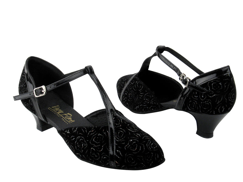 9625 43 Velvet &amp; Black Patent Trim with 1.3&quot; Heel in the photo