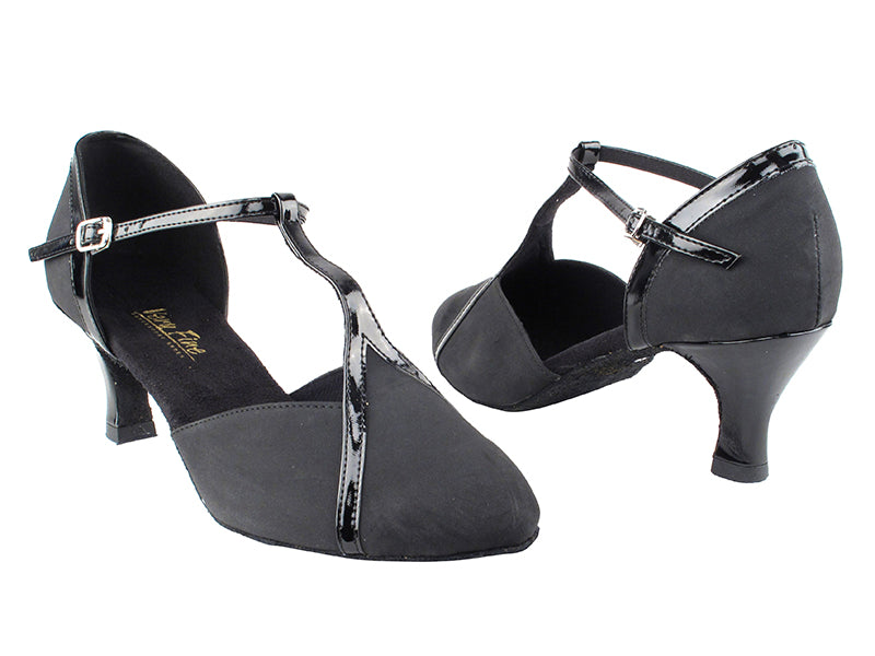 9625 83 Black Suede_Black Patent Trim 2.5&quot; Heel in the photo