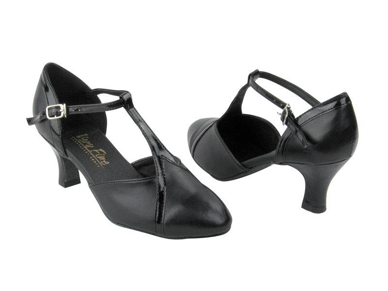 9625 Black Leather &amp; Black Patent Trim with 2.5&quot; Low Heel in the photo