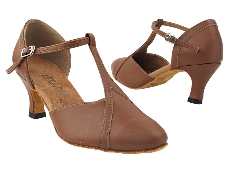 9625 133 Coffee Brown Leather_133 Coffee Brown Leather Trim with 2.5&quot; Heel (2899) in the photo