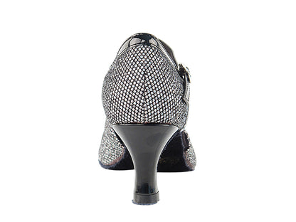 9625 Black Sparklenet &amp; Black Trim with 2.5" low heel in the photo