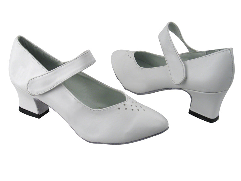 9626 White Leather with 2&quot; Thick Cuban Heel in the photo