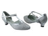 9627 22 Silver Glitter Satin & Silver Trim with 1.3" Heel in the photo