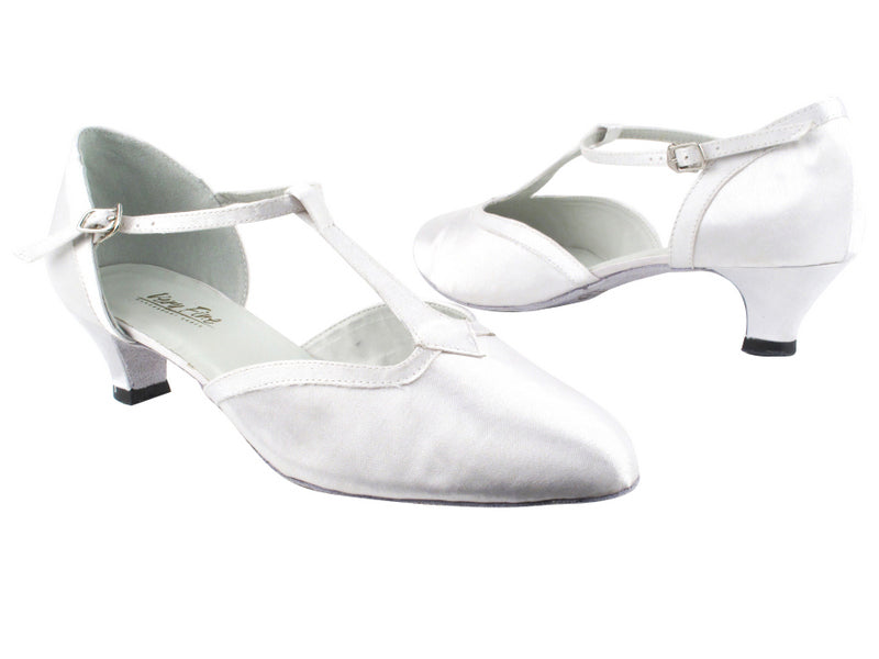 9627 34 White Satin &amp; White Satin Trim with 1.3&quot; Heel in the photo