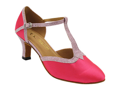 9627 93 Pink Satin &amp; Pink Glitter Satin Trim with 2.5&quot; Heel (2899) in the photo